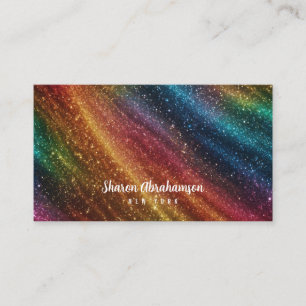 Rainbow Faux Iridescent Opal Faux Glitter Business Card