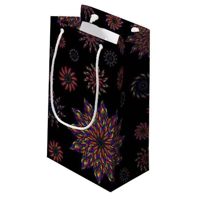 Rainbow Feather Mandalas Pattern Small Gift Bag (Back Angled)