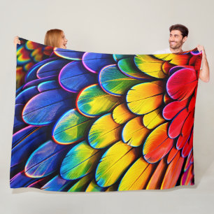 Rainbow feather scales luxurious fleece blanket v