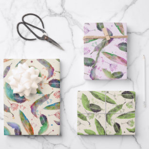 Rainbow Feathers Wrapping Paper Sheets
