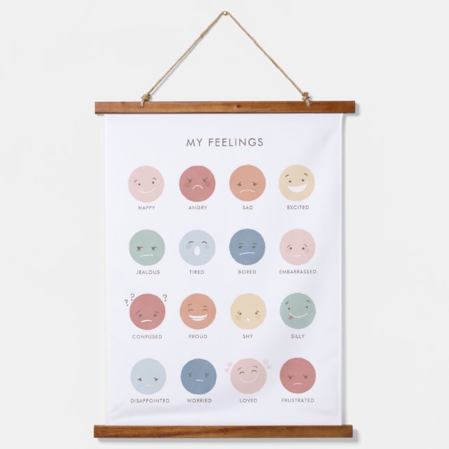Rainbow Feelings Emotions Classroom Decor Hanging Tapestry (Front)