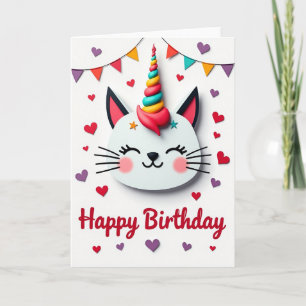Rainbow Feline Birthday Card