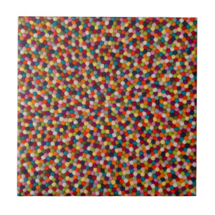 Rainbow Felt Ball Mosaic Rug Tile