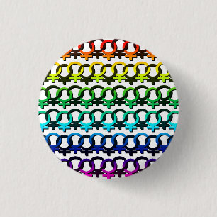 Rainbow Feminist Symbol - Community Chain pattern 1 Inch Round Button