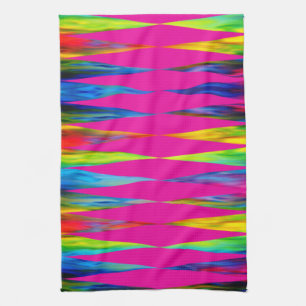 [Rainbow Fiesta] Harlequin Geometric Hot Pink Kitchen Towel