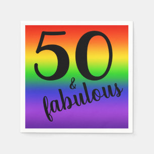 Rainbow Fifty and Fabulous 50th Birthday Party Napkin