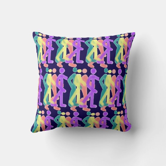 Rainbow Figures Throw Pillow (Back)