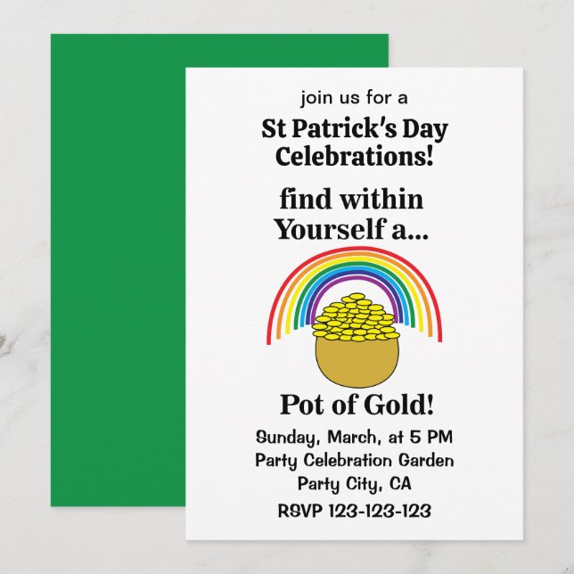 Rainbow Find Within Yourself A Pot Of Gold Invitation (Front/Back)