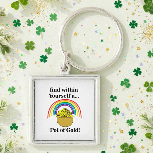 Rainbow Find Within Yourself A Pot Of Gold Keychain