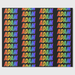 Rainbow First Name "ADAM"; Fun & Colourful Wrapping Paper