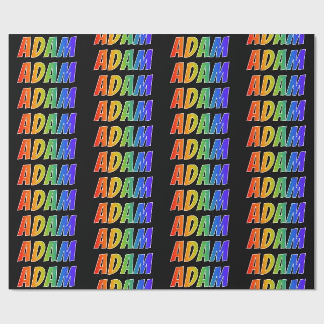 Rainbow First Name "ADAM"; Fun & Colourful Wrapping Paper (Flat)