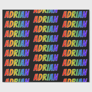 Rainbow First Name "ADRIAN"; Fun & Colourful Wrapping Paper