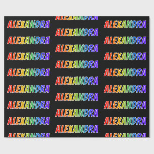Rainbow First Name "ALEXANDRA"; Fun & Colourful Wrapping Paper
