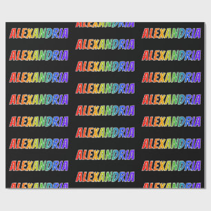 Rainbow First Name "ALEXANDRIA"; Fun & Colourful Wrapping Paper