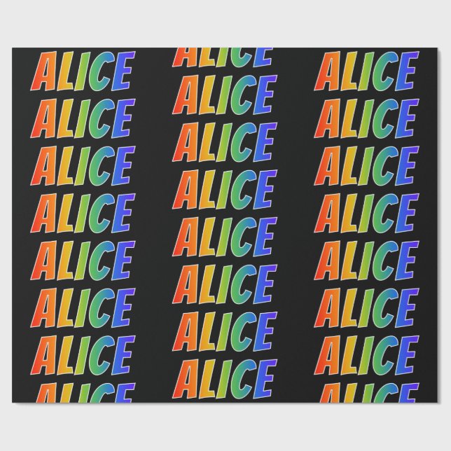 Rainbow First Name "ALICE"; Fun & Colourful Wrapping Paper (Flat)