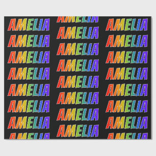 Rainbow First Name "AMELIA"; Fun & Colourful Wrapping Paper