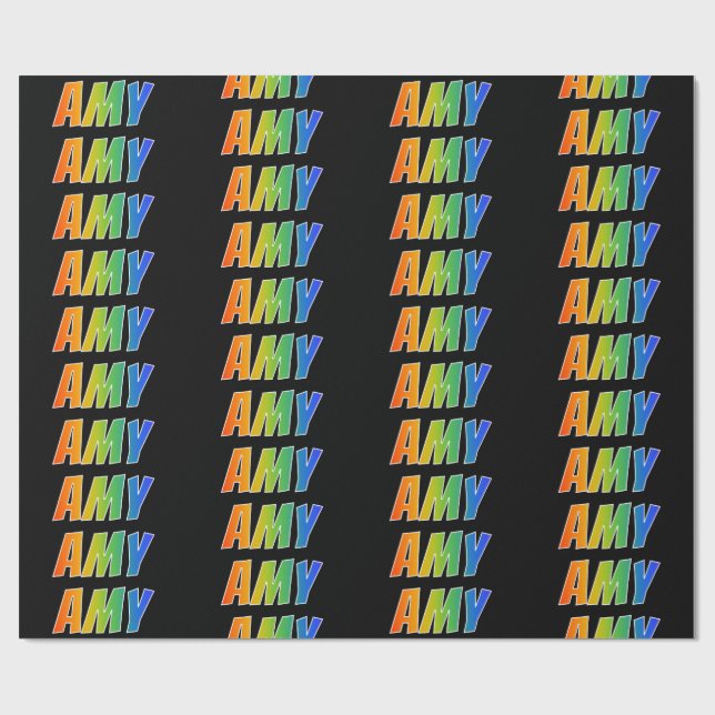Rainbow First Name "AMY"; Fun & Colourful Wrapping Paper (Flat)