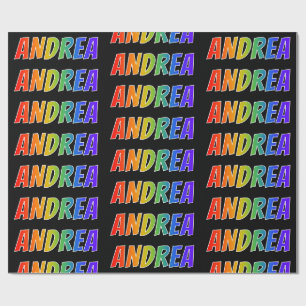 Rainbow First Name "ANDREA"; Fun & Colourful Wrapping Paper
