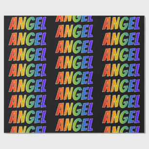 Rainbow First Name "ANGEL"; Fun & Colourful Wrapping Paper