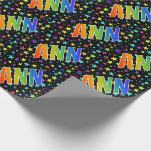 Rainbow First Name "ANN" + Stars Wrapping Paper