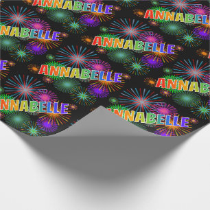 Rainbow First Name "ANNABELLE" + Fireworks Wrapping Paper