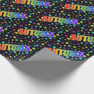 Rainbow First Name "AUTUMN" + Stars Wrapping Paper