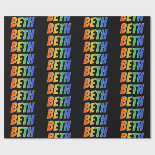 Rainbow First Name "BETH"; Fun & Colourful Wrapping Paper