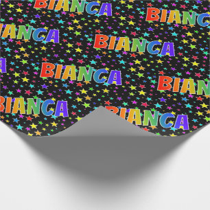 Rainbow First Name "BIANCA" + Stars Wrapping Paper