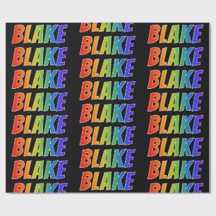 Rainbow First Name "BLAKE"; Fun & Colourful Wrapping Paper