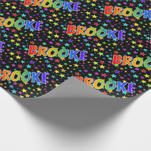 Rainbow First Name "BROOKE" + Stars Wrapping Paper