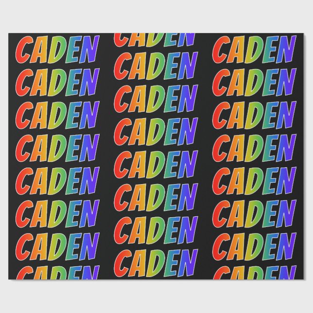Rainbow First Name "CADEN"; Fun & Colourful Wrapping Paper (Flat)