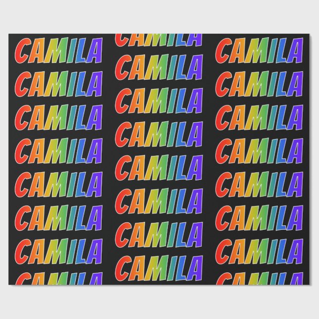 Rainbow First Name "CAMILA"; Fun & Colourful Wrapping Paper (Flat)