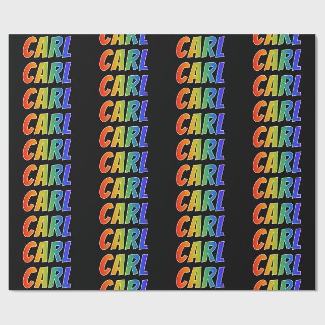 Rainbow First Name "CARL"; Fun & Colourful Wrapping Paper (Flat)