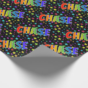 Rainbow First Name "CHASE" + Stars Wrapping Paper