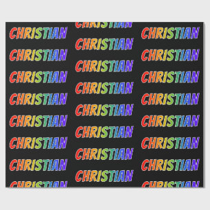 Rainbow First Name "CHRISTIAN"; Fun & Colourful Wrapping Paper
