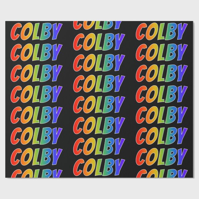 Rainbow First Name "COLBY"; Fun & Colourful Wrapping Paper (Flat)