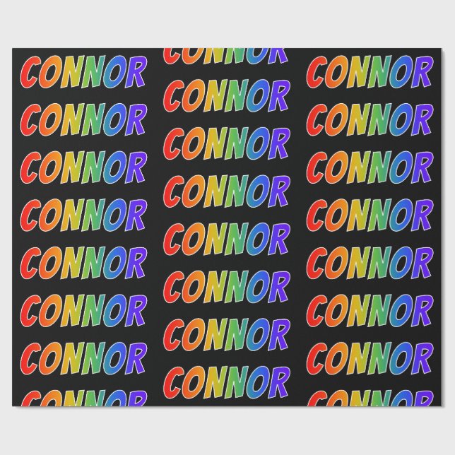 Rainbow First Name "CONNOR"; Fun & Colourful Wrapping Paper (Flat)