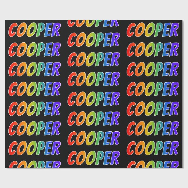 Rainbow First Name "COOPER"; Fun & Colourful Wrapping Paper (Flat)