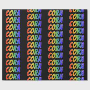 Rainbow First Name "CORA"; Fun & Colourful Wrapping Paper