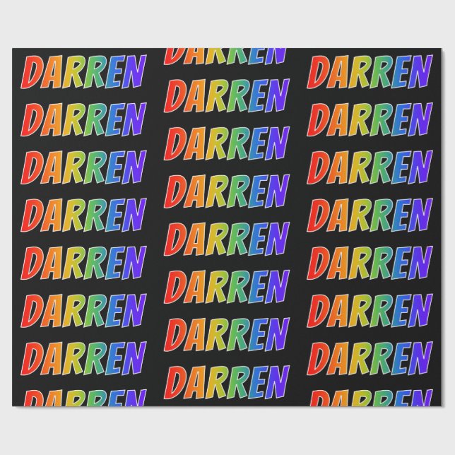 Rainbow First Name "DARREN"; Fun & Colourful Wrapping Paper (Flat)