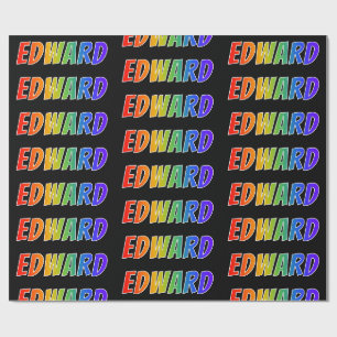 Rainbow First Name "EDWARD"; Fun & Colourful Wrapping Paper