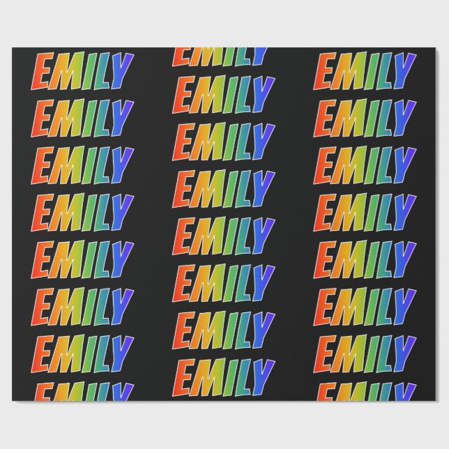 Rainbow First Name "EMILY"; Fun & Colourful Wrapping Paper (Flat)