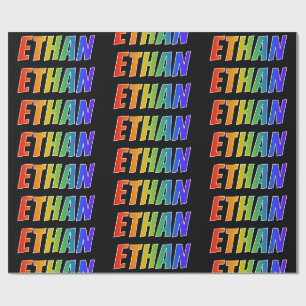 Rainbow First Name "ETHAN"; Fun & Colourful Wrapping Paper
