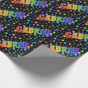 Rainbow First Name "GABRIEL" + Stars Wrapping Paper