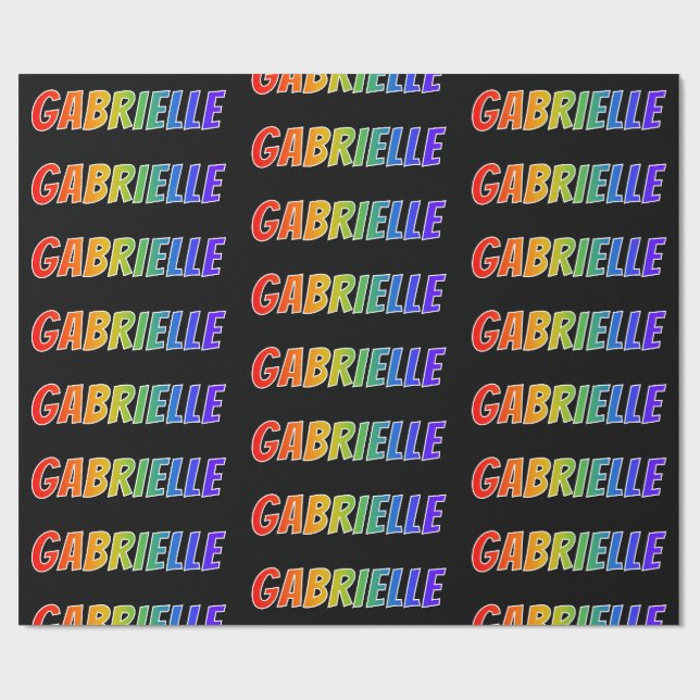 Rainbow First Name "GABRIELLE"; Fun & Colourful Wrapping Paper (Flat)