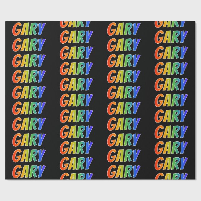 Rainbow First Name "GARY"; Fun & Colourful Wrapping Paper (Flat)