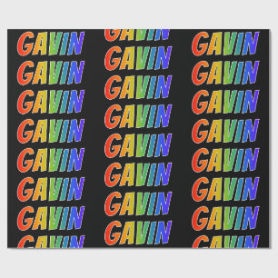 Rainbow First Name "GAVIN"; Fun & Colourful Wrapping Paper