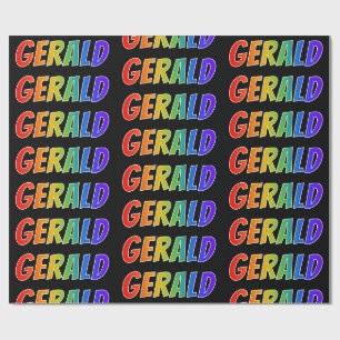 Rainbow First Name "GERALD"; Fun & Colourful Wrapping Paper