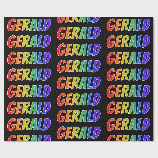 Rainbow First Name "GERALD"; Fun & Colourful Wrapping Paper (Flat)