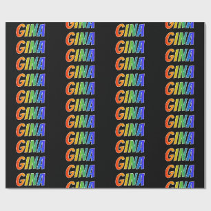Rainbow First Name "GINA"; Fun & Colourful Wrapping Paper